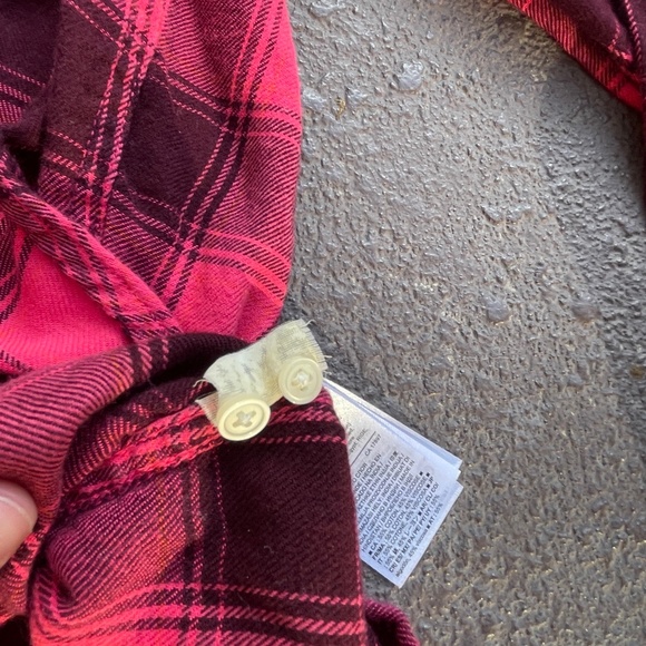 GAP | Women’s Long Sleeve Plaid Button-Up Flannel Shirt Pink Burgundy MEDIUM - Picture 12 of 14